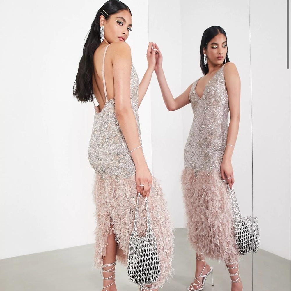 ASOS EDITION floral embellished cami midi dress